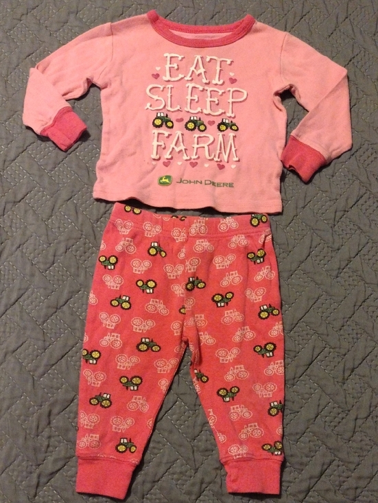 John Deere Other - John Deere Pink Tractor 'Eat Sleep Farm' Kids Pajama Set